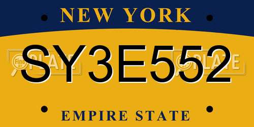 SY3E552 New York License Plate