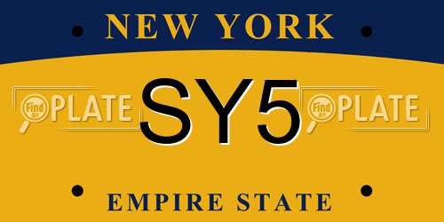 SY5 New York License Plate