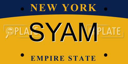 SYAM New York License Plate