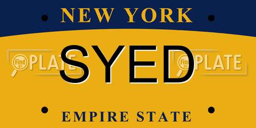 SYED New York License Plate