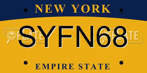 SYFN68 New York License Plate