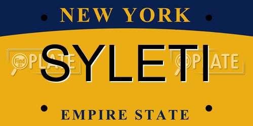 SYLETI New York License Plate
