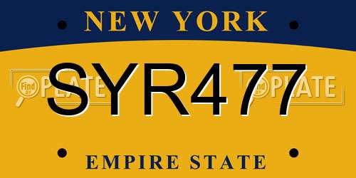 SYR477 New York License Plate