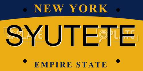 SYUTETE New York License Plate
