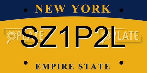 SZ1P2L New York License Plate
