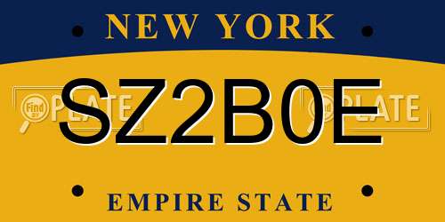 SZ2B0E New York License Plate