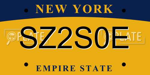 SZ2S0E New York License Plate