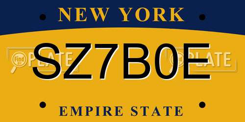 SZ7B0E New York License Plate