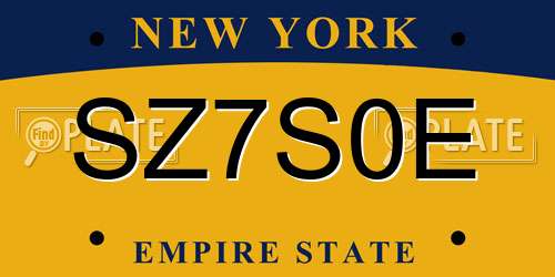 SZ7S0E New York License Plate
