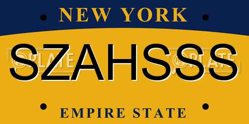 SZAHSSS New York License Plate