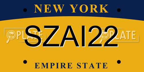 SZAI22 New York License Plate