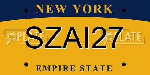 SZAI27 New York License Plate