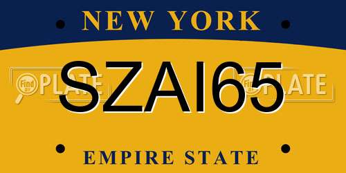 SZAI65 New York License Plate