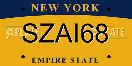 SZAI68 New York License Plate