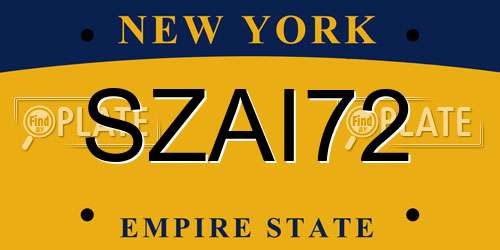 SZAI72 New York License Plate