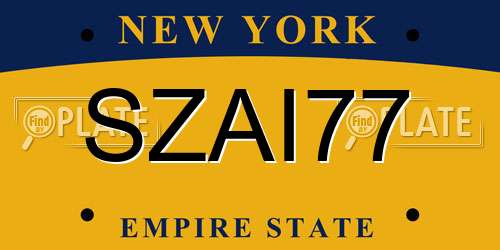 SZAI77 New York License Plate
