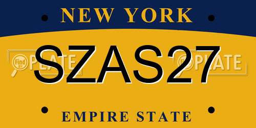 SZAS27 New York License Plate
