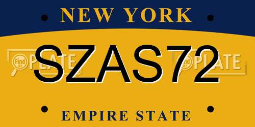 SZAS72 New York License Plate