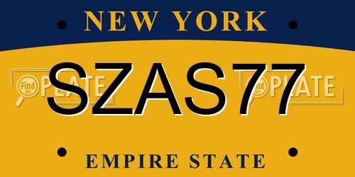SZAS77 New York License Plate