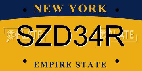 SZD34R New York License Plate