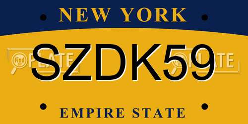SZDK59 New York License Plate