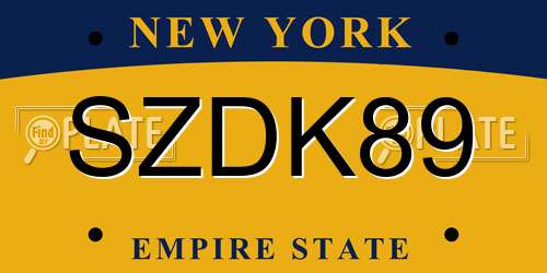 SZDK89 New York License Plate