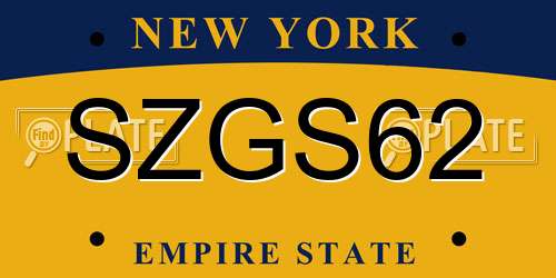SZGS62 New York License Plate