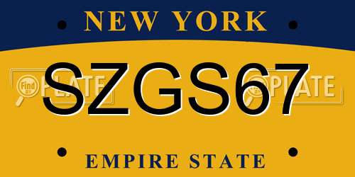 SZGS67 New York License Plate