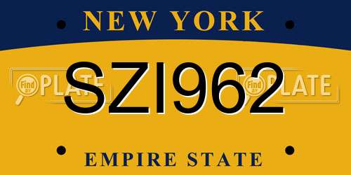 SZI962 New York License Plate
