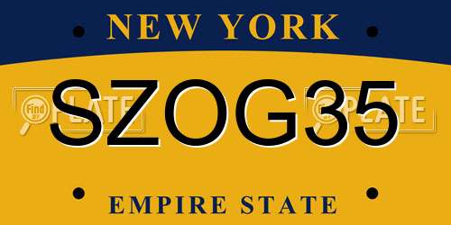 SZOG35 New York License Plate
