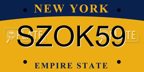 SZOK59 New York License Plate