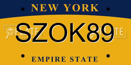 SZOK89 New York License Plate