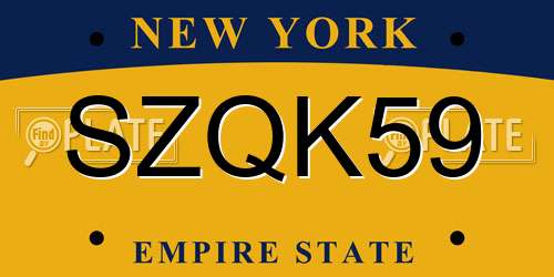 SZQK59 New York License Plate