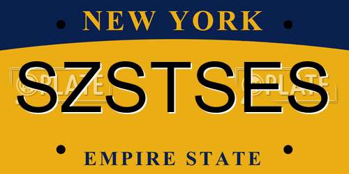 SZSTSES New York License Plate