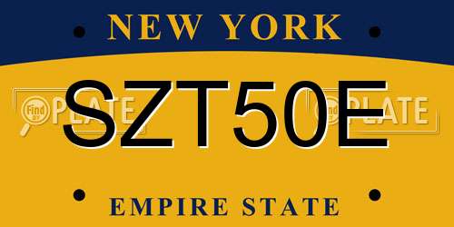 SZT50E New York License Plate