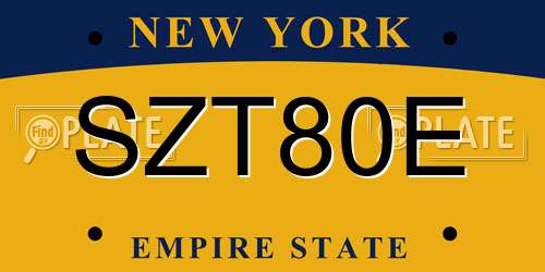SZT80E New York License Plate