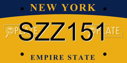 SZZ151 New York License Plate