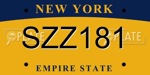 SZZ181 New York License Plate