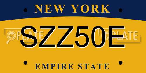 SZZ50E New York License Plate