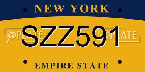 SZZ591 New York License Plate