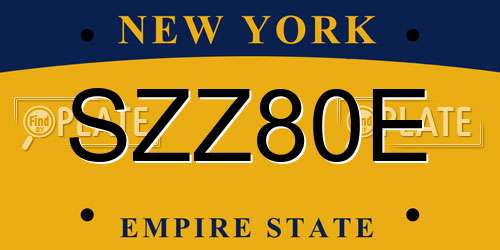 SZZ80E New York License Plate