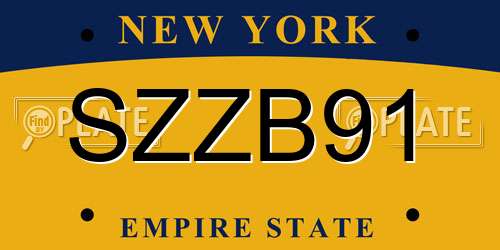 SZZB91 New York License Plate