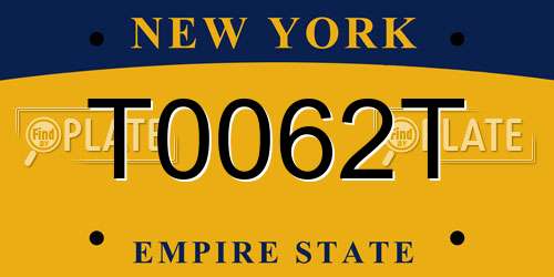 T0062T New York License Plate