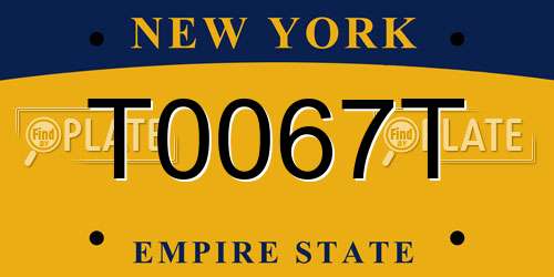 T0067T New York License Plate