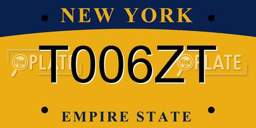 T006ZT New York License Plate