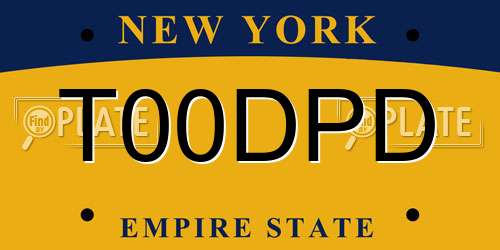 T00DPD New York License Plate