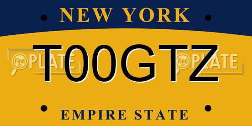 T00GTZ New York License Plate