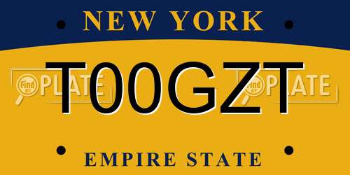 T00GZT New York License Plate