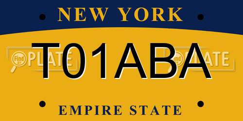 T01ABA New York License Plate