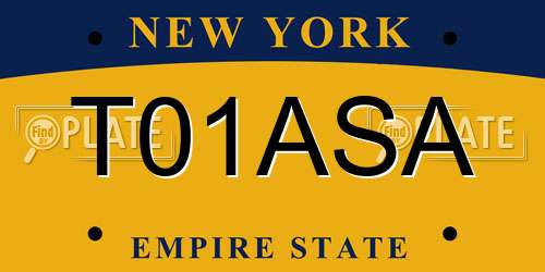 T01ASA New York License Plate
